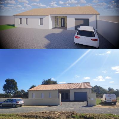 Maison traditionnelle avec préau à Saint-Aubin-du-Plain